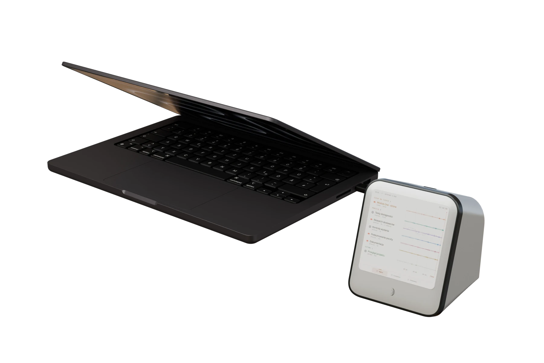 Module One beside a 14-inch MacBook Pro, at the same physical scale